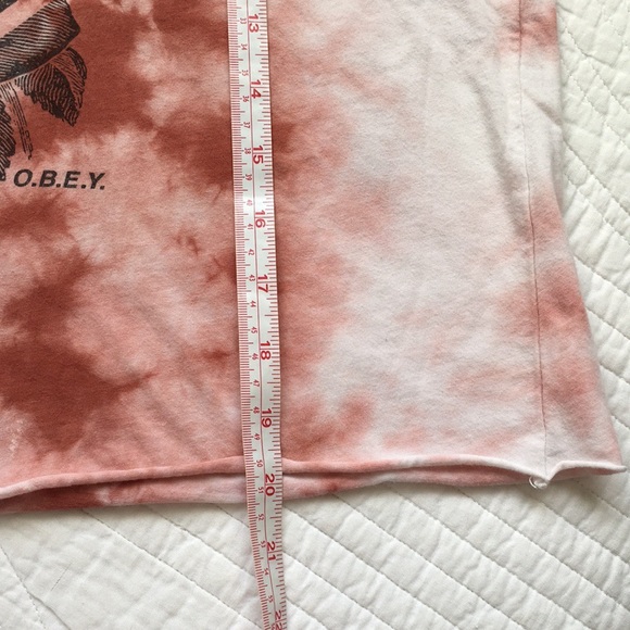 Obey Tie Dye Crop T-Shirt Top Soft Cotton Dusty Rose S - Picture 7 of 11
